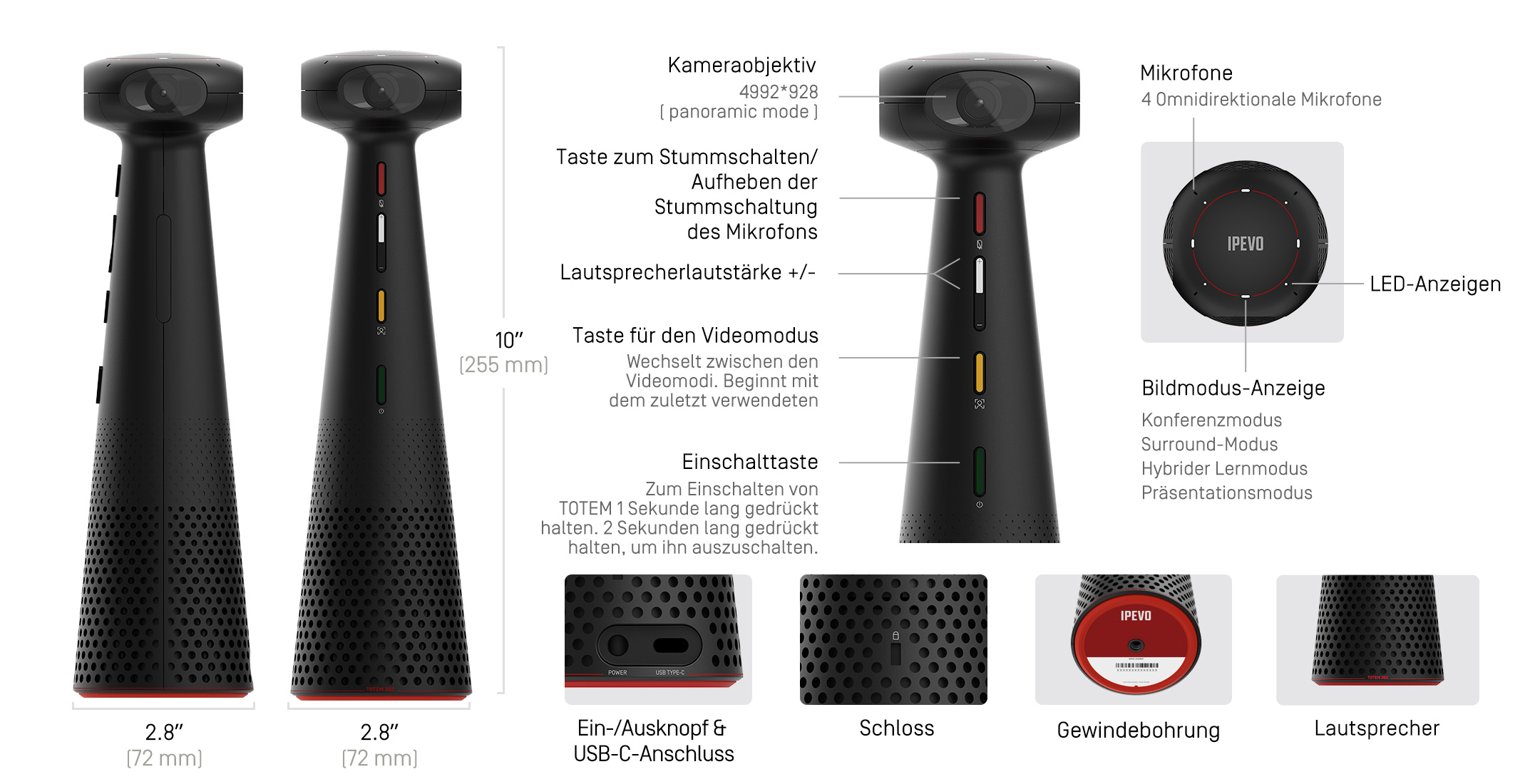 IPEVO TOTEM 360 Immersive Conference Camera + Speakerphone