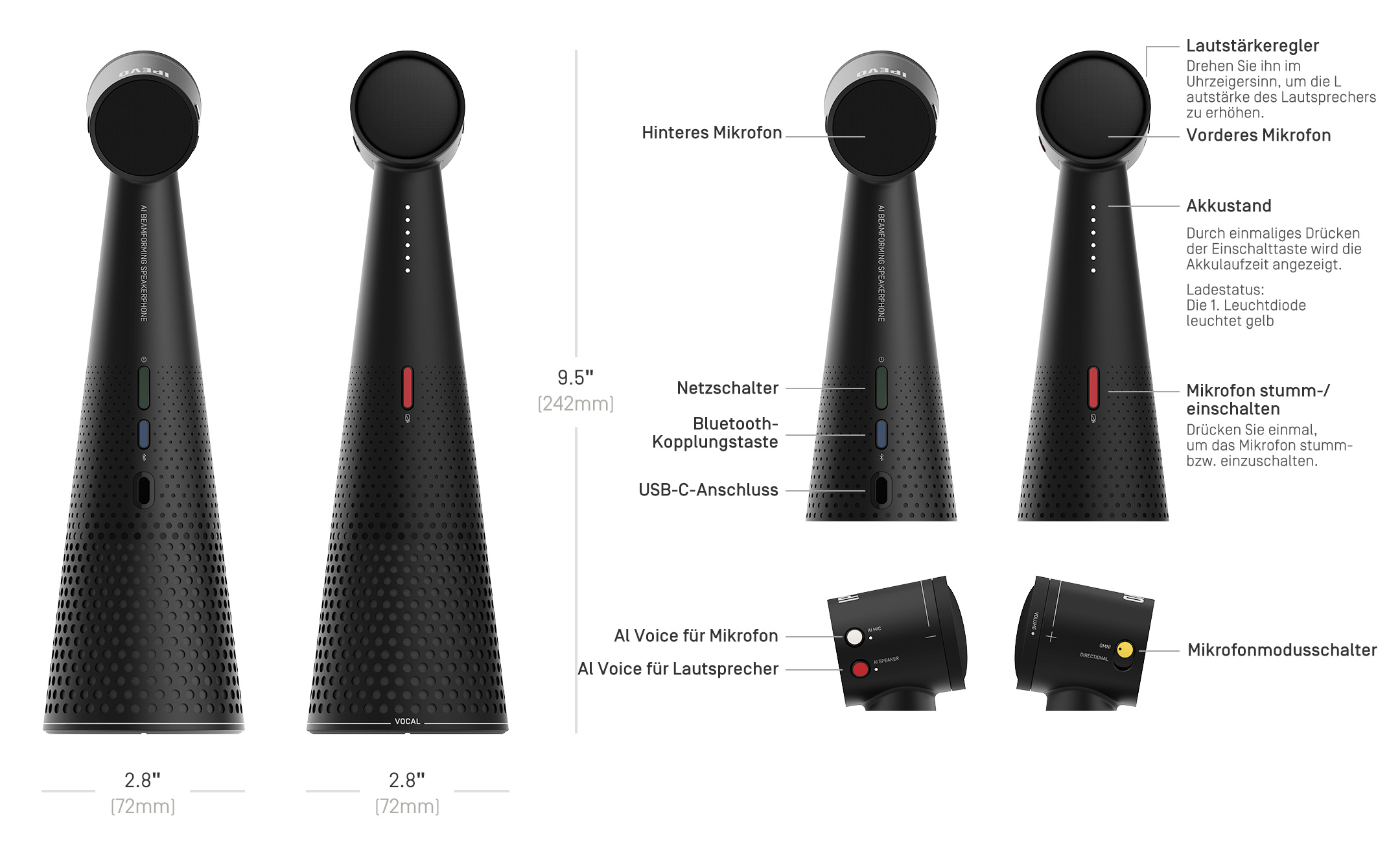 IPEVO VOCAL Strahlenbildende KI-Bluetooth-Freisprecheinrichtung